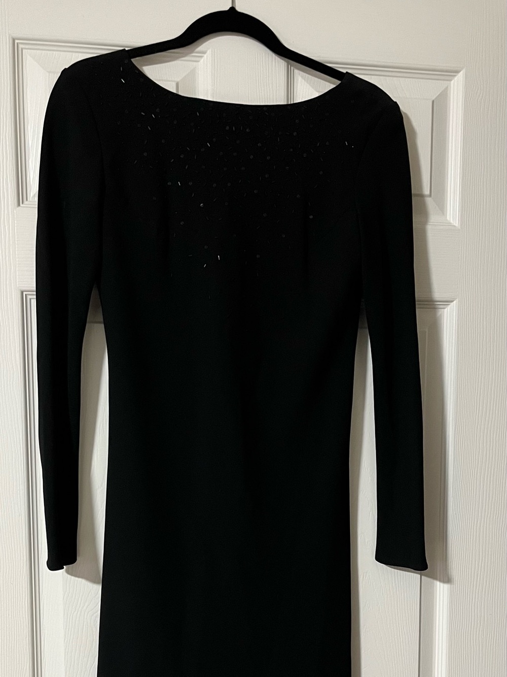 Jones New York Black Long-Sleeve Beaded Neckline Dress